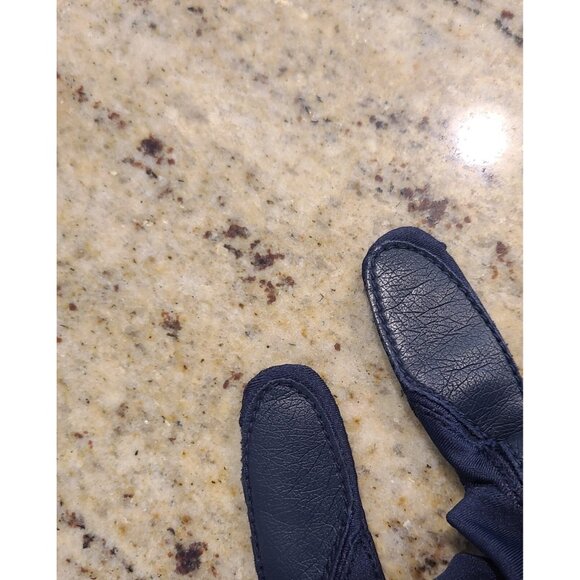 Vintage Womens OSFA Blue Stretch Leather Grip Driving Gloves Sheer Energy Leggs - Picture 9 of 16